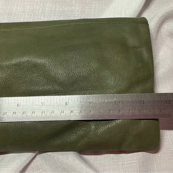 India Hicks Sage Leather Clutch with Tassel - Picture 3 of 5